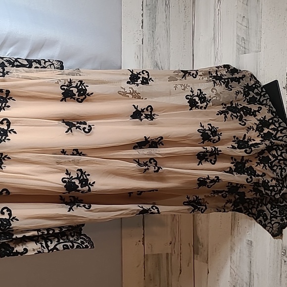 NWT F21 Lace Embroidered Maxi dress in black and tan Size Large - Picture 7 of 9